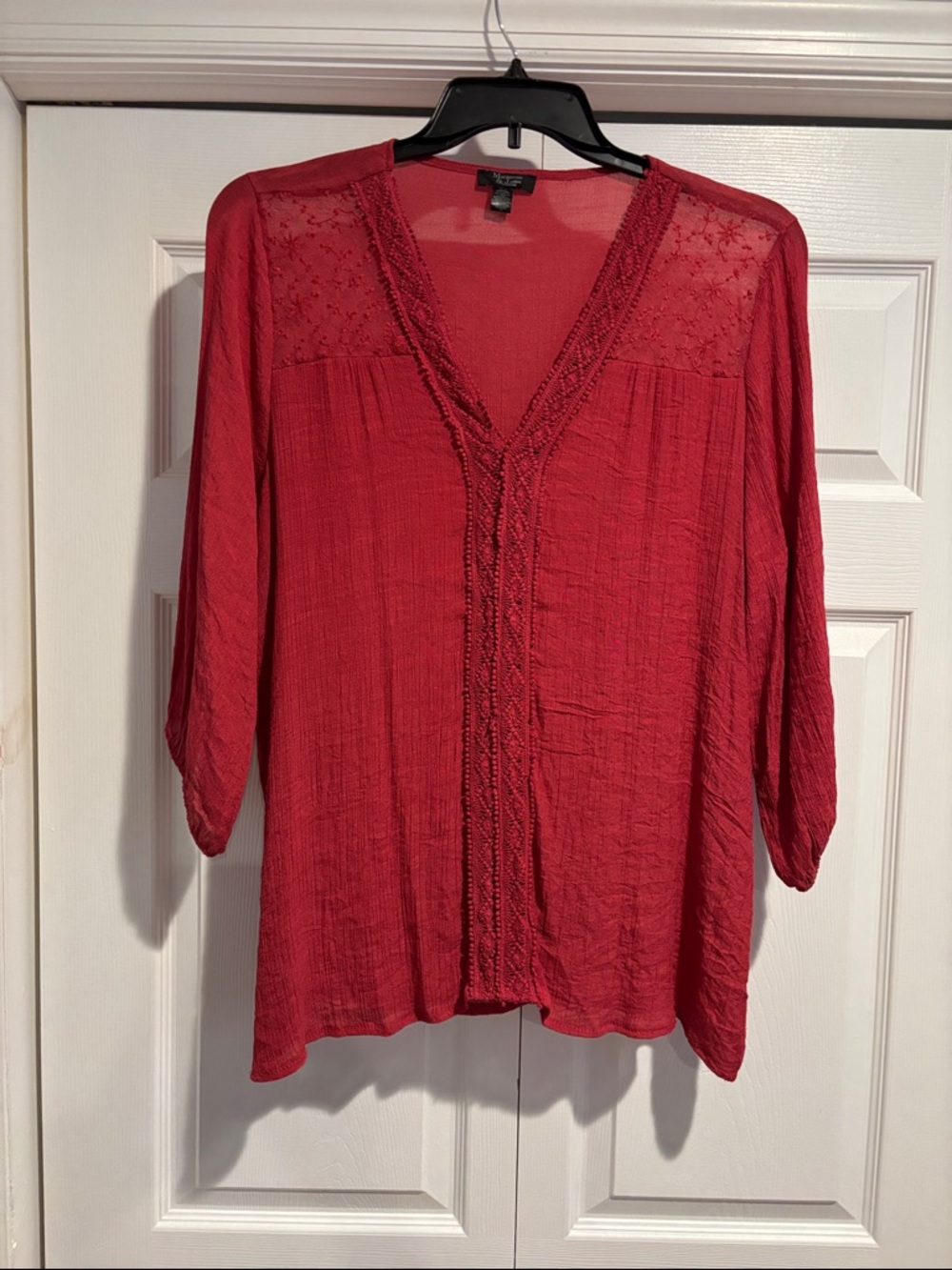 MACKENZIE & JAMES TUNIC TOP in Crimson Red Size 1X